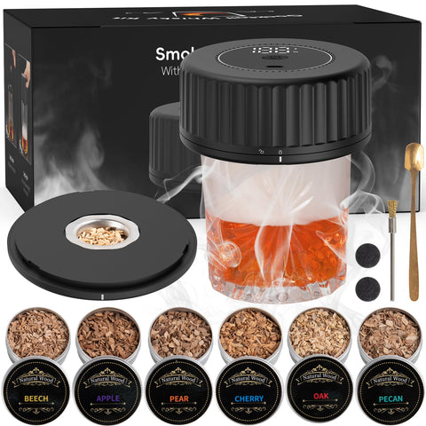 Konatly Electric Whiskey Smoker Kit with built-in lighter for flame-free smoking