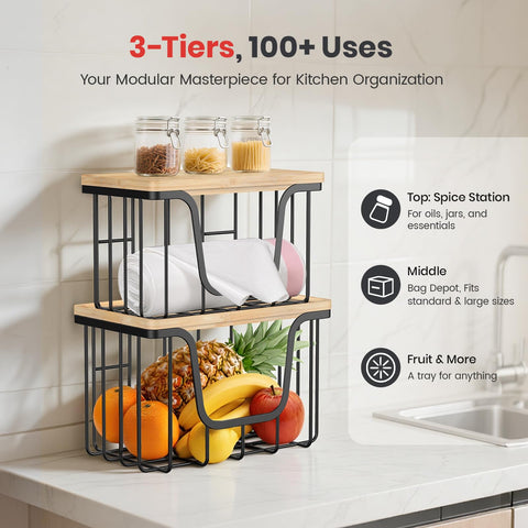 KONE trash bag holder with stainless steel basket for durability