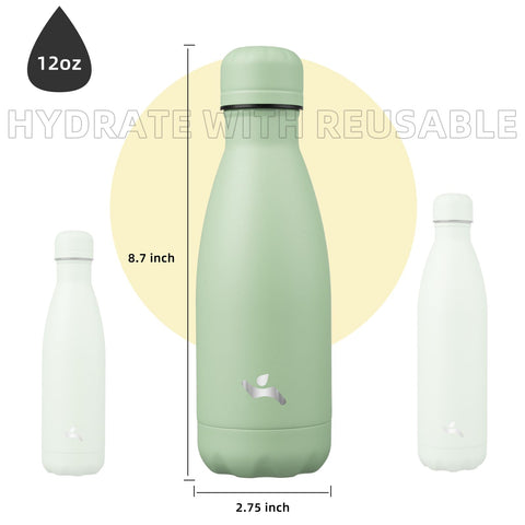 Konokyo 12oz macaron-green side view highlights non-sweat exterior during outdoor activities