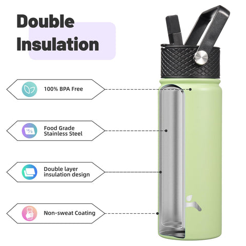 Konokyo 18oz bottle with removable lid showcases easy on-the-go sipping and smoothie use.