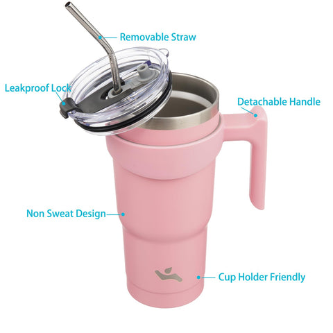 Konokyo 20oz tumbler showing two lids for spill resistant use.