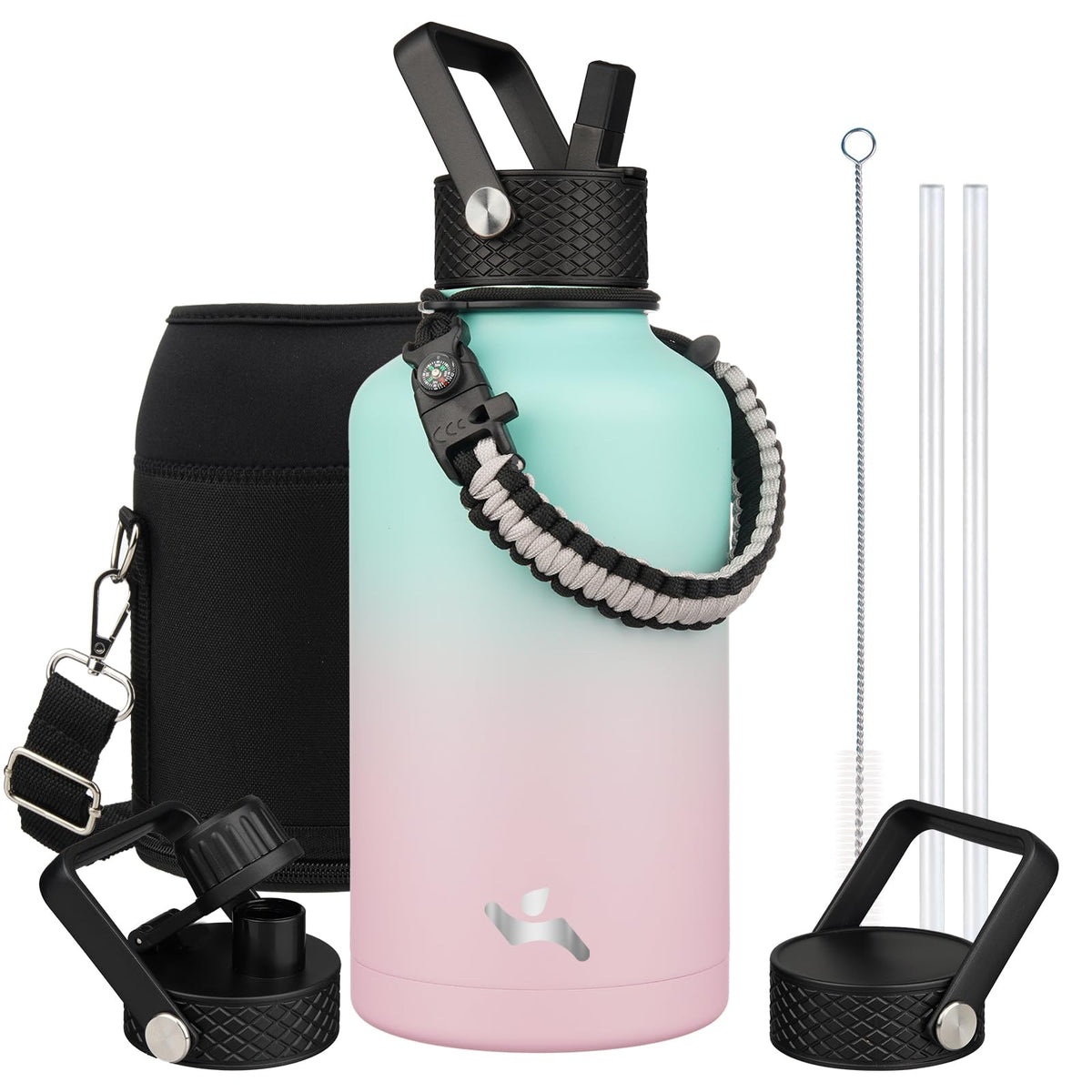 Konokyo 64-oz insulated bottle with straw for on-the-go hydration.