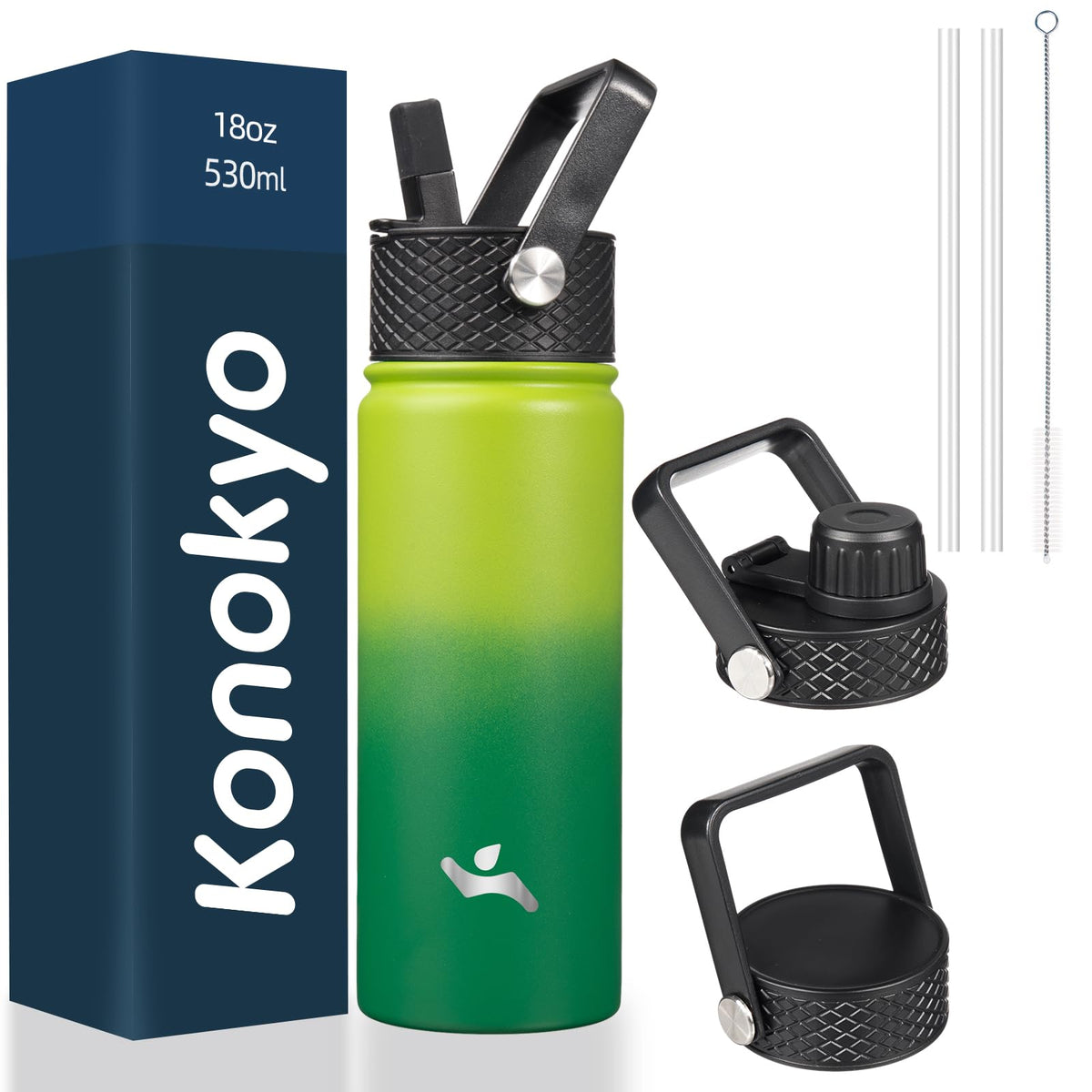 Konokyo Bamboo Grove 18oz bottle front view for on-the-go hydration.