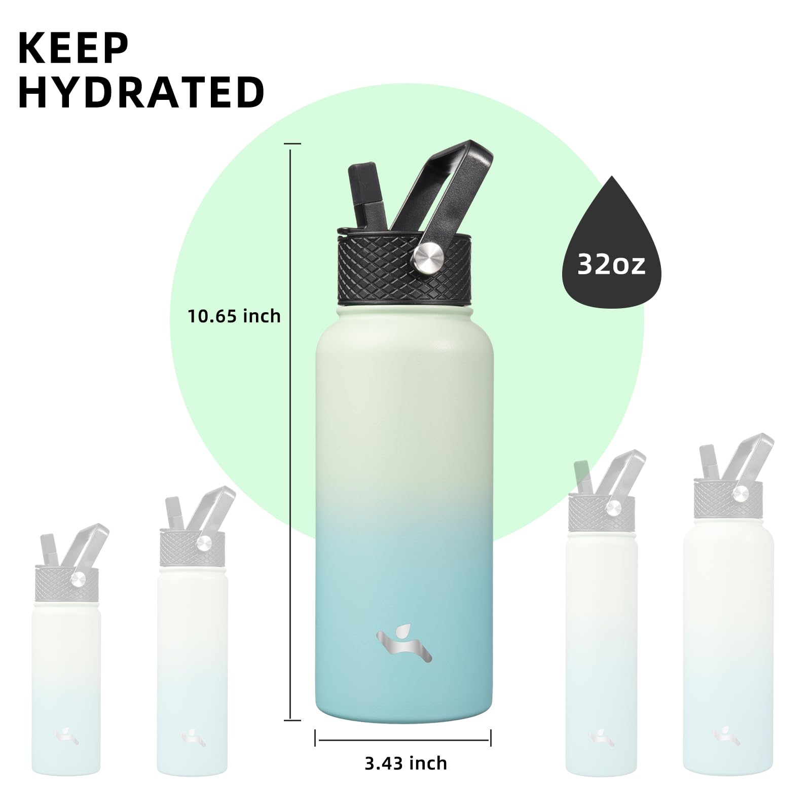Konokyo bottle size range showing 18 to 40 oz options.