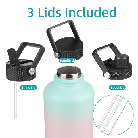 Bottle with carrying bag shown for travel and gym use.