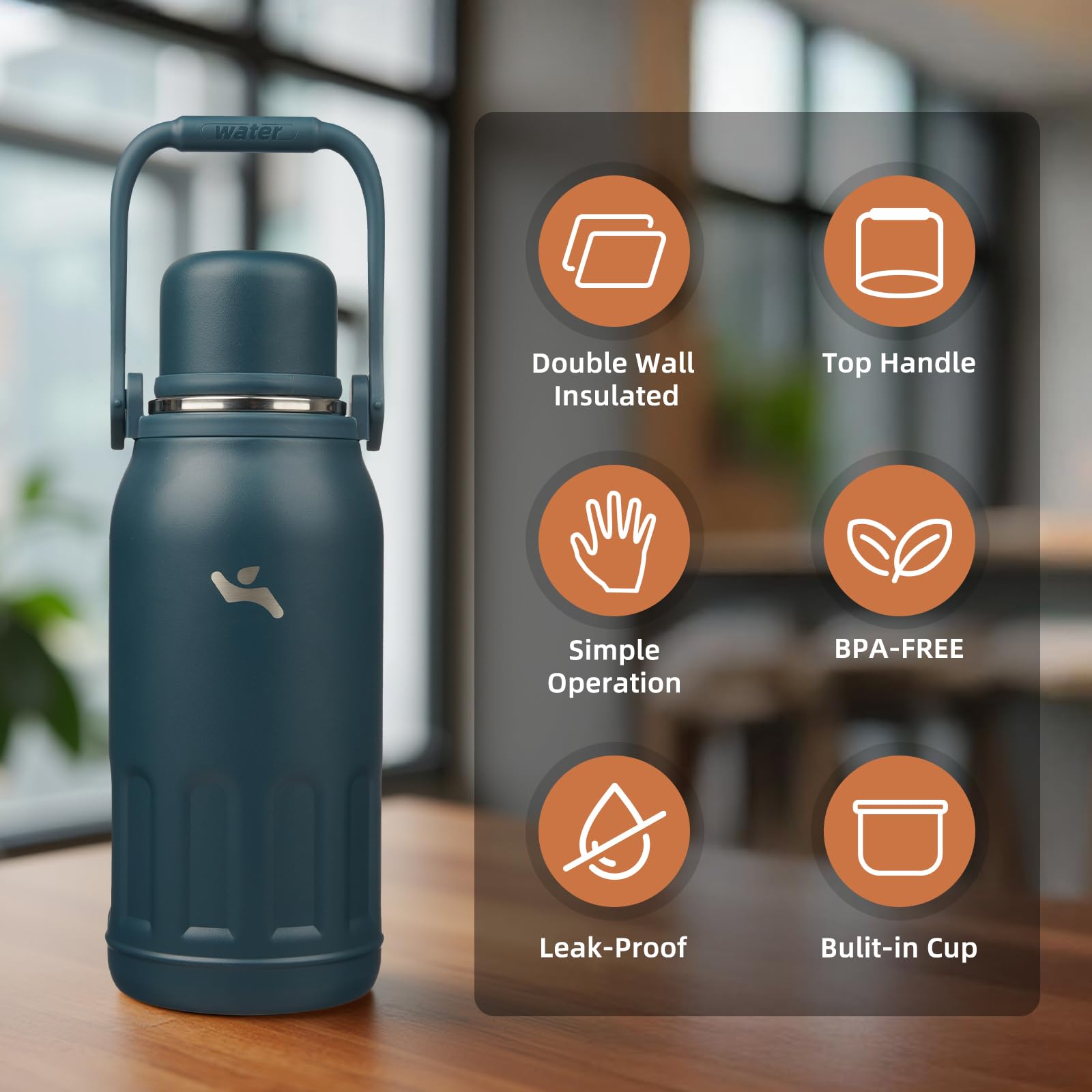 Konokyo double-wall stainless steel construction keeps beverages hot or cold longer.