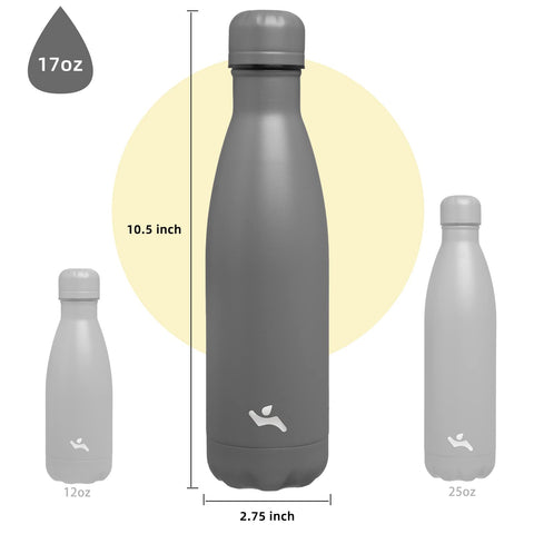 Konokyo double-wall vacuum insulated gray bottle keeps drinks cold or hot on outings