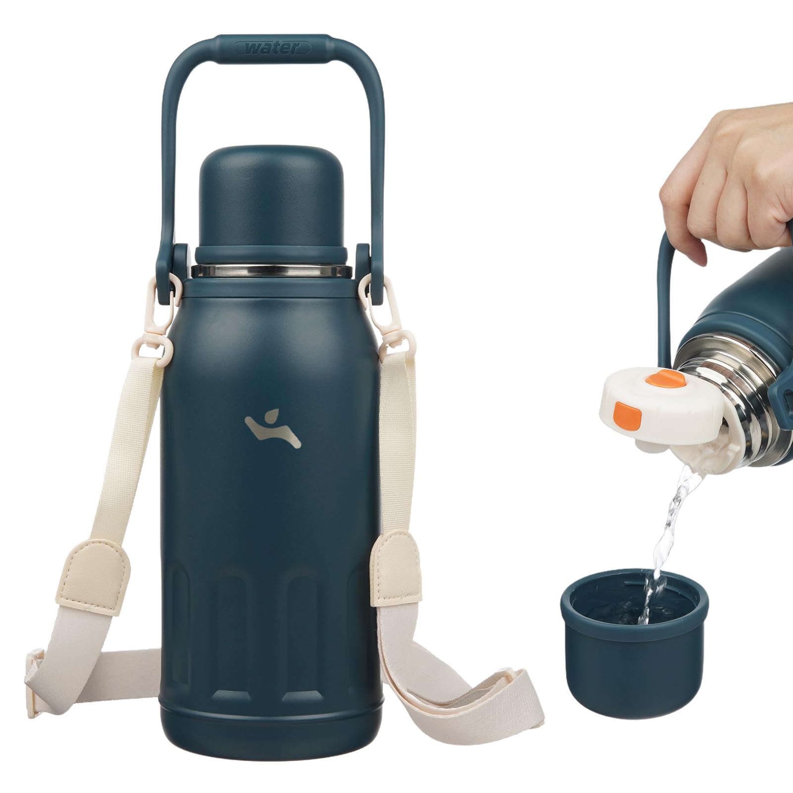 Konokyo insulated bottle with handle and strap for easy daily carrying.
