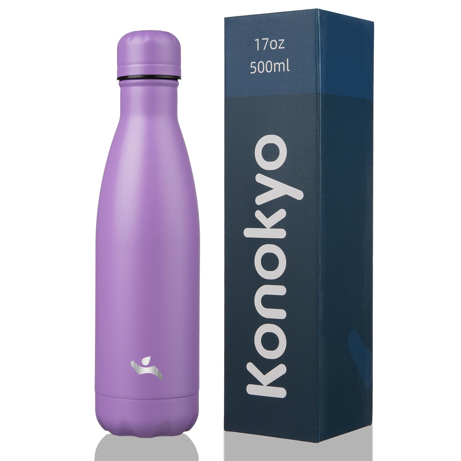 Konokyo 17oz lavender bottle cap closeup shows a reliable leak-proof seal.