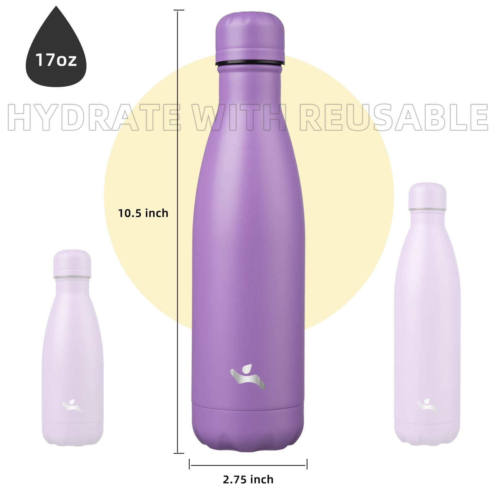 Konokyo lavender bottle cap open demonstrates easy access to hydration.