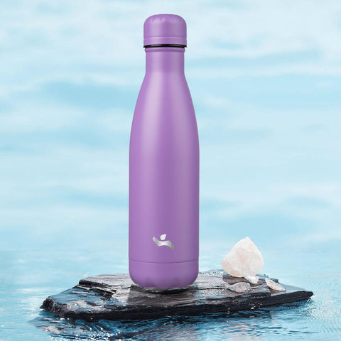 Konokyo lavender 17oz bottle in backpack pocket for on-the-go hydration.