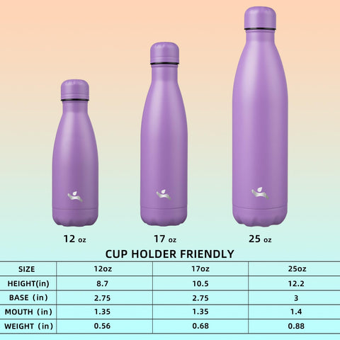 Konokyo lavender 17oz bottle interior stainless steel for safe, taste-free hydration.