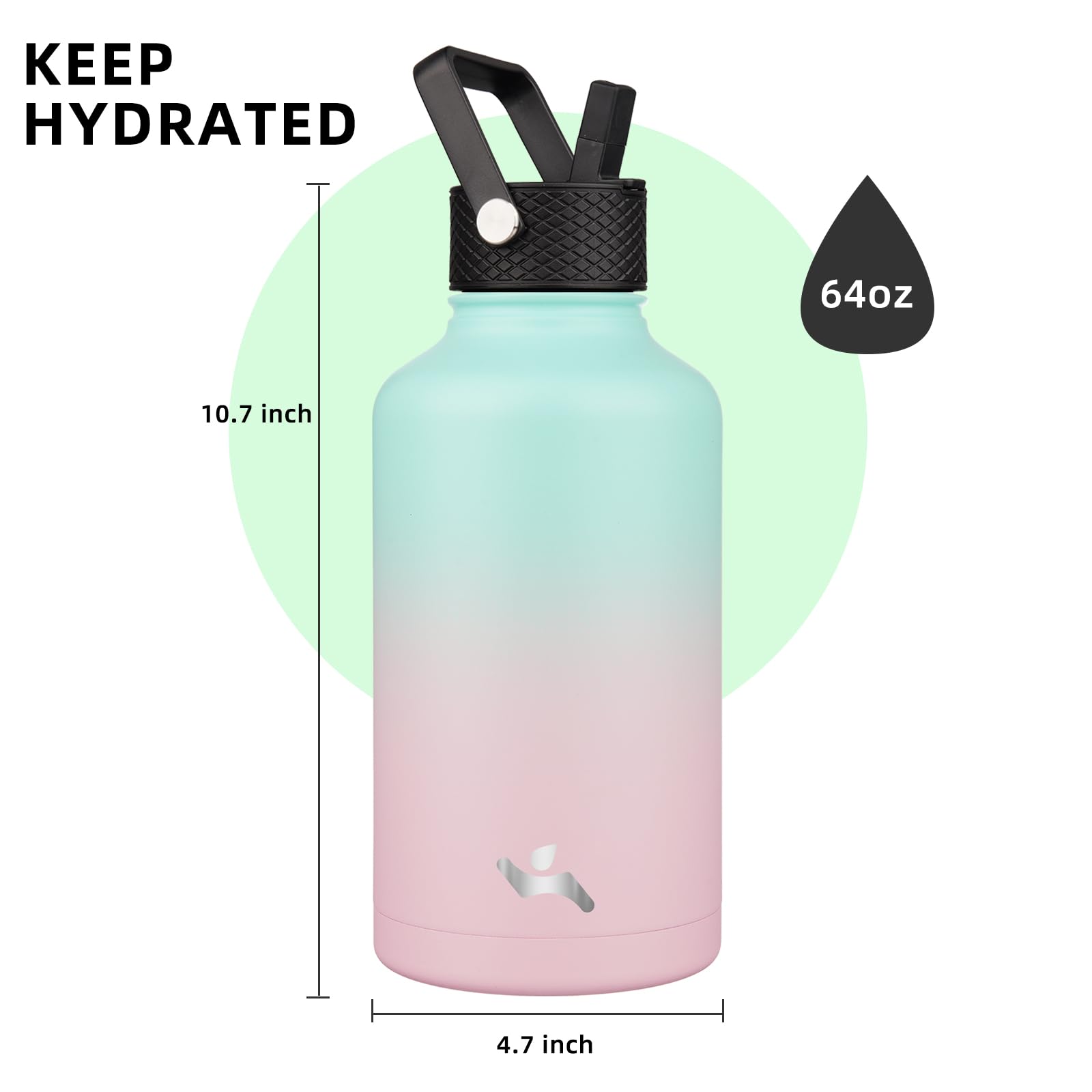 Paracord handle attached to the bottle for easy carrying.