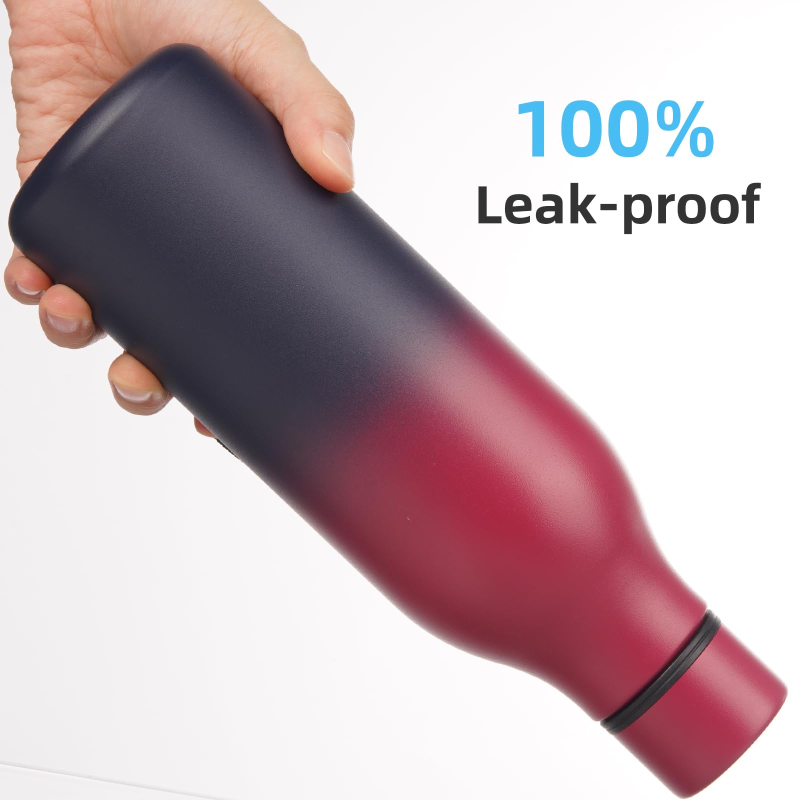 Konokyo rosy red bottle with strap on a desk setup.