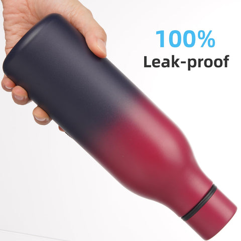 Konokyo rosy red bottle with strap on a desk setup.