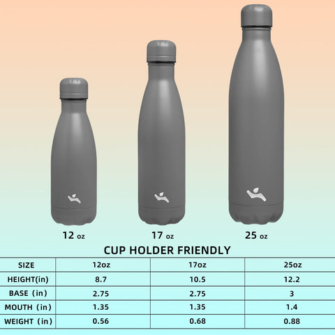 Konokyo water bottle gray in cup holder, easy to grab during commutes