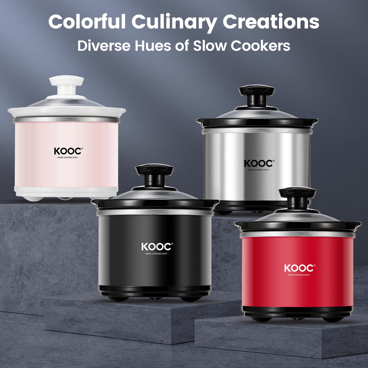 KOOC expandable collection offers multiple sizes and colors for recipes.