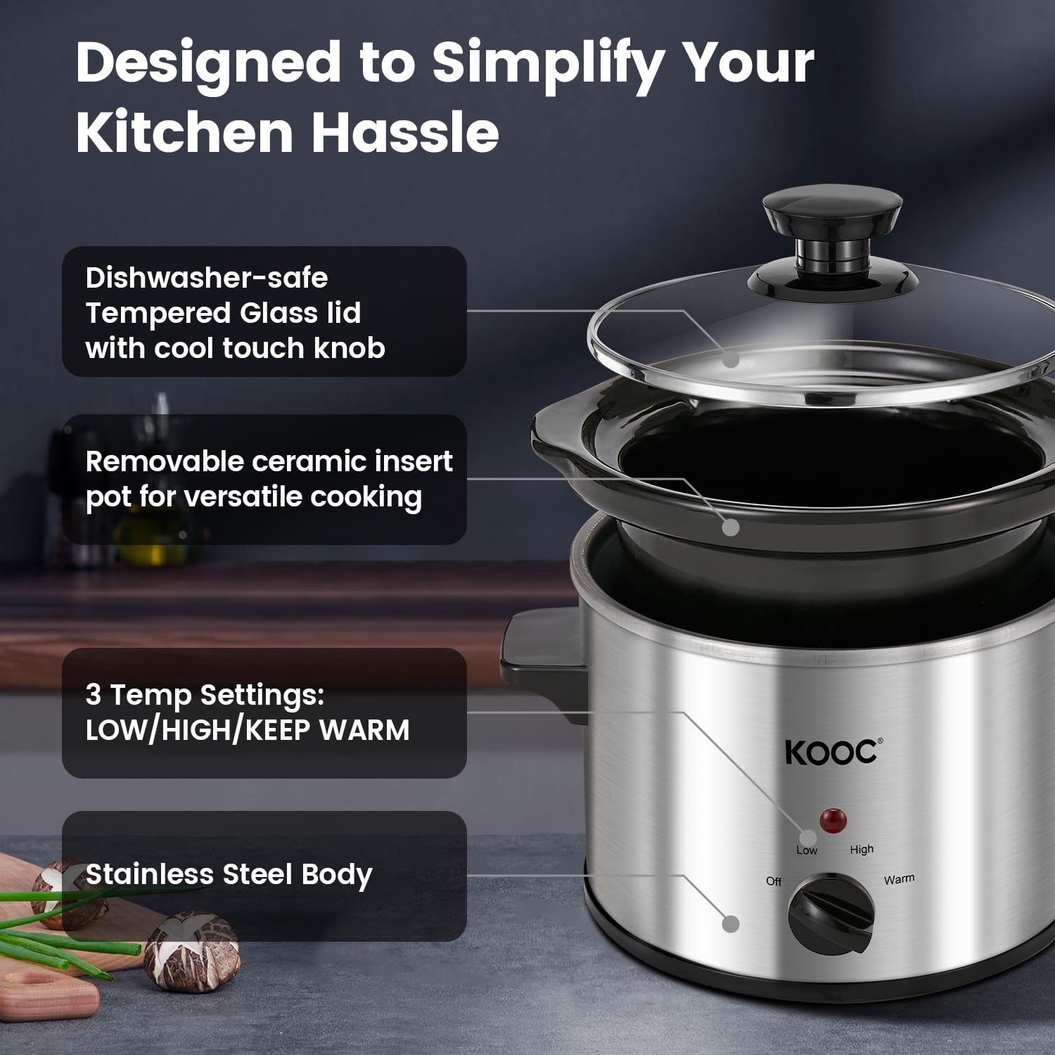 KOOC color options include red, pink, stainless steel, and black