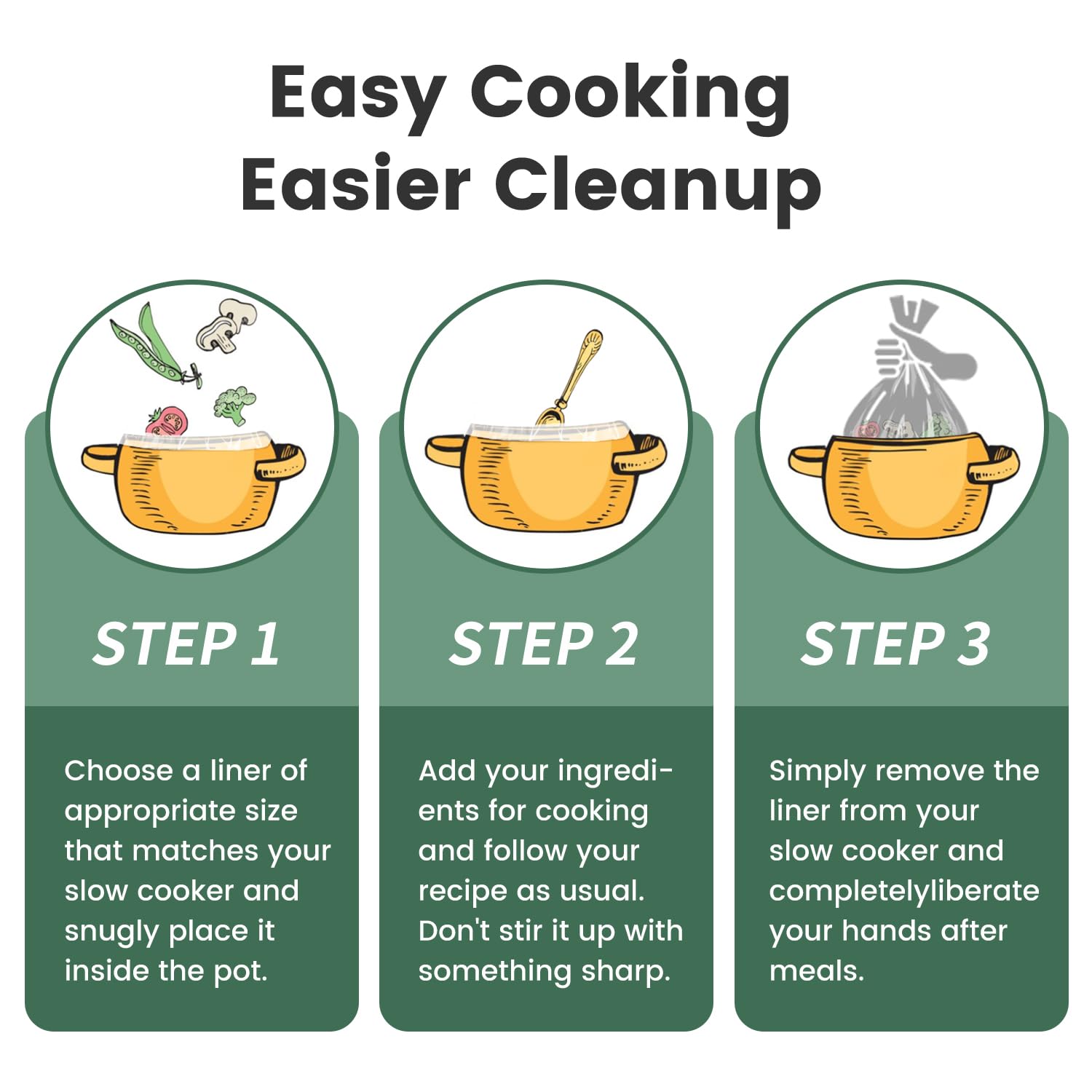KOOC liners are heat-resistant up to 375°F for safe cooking.