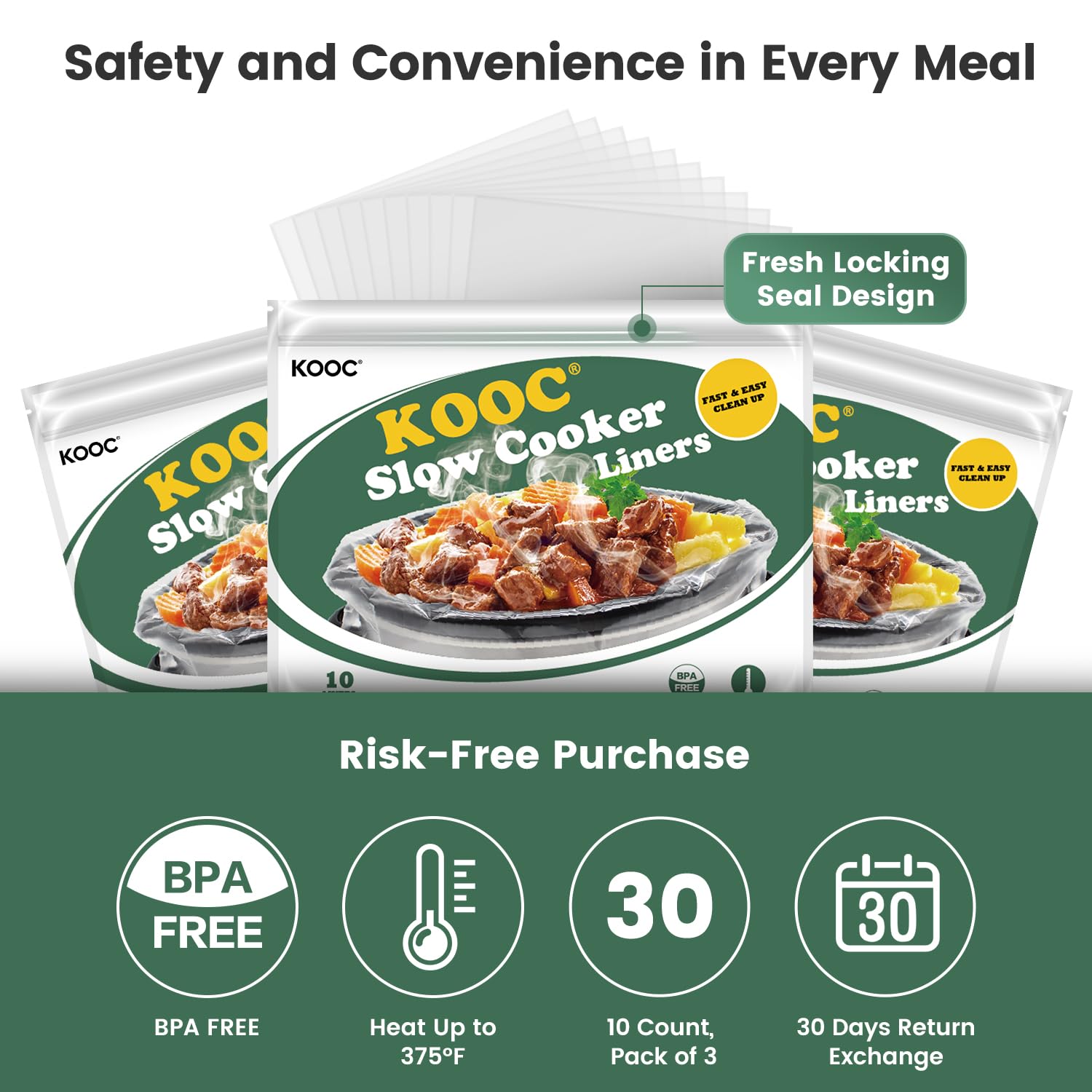 KOOC Slow Cooker Liners placed inside a pot for effortless cooking and cleanup.