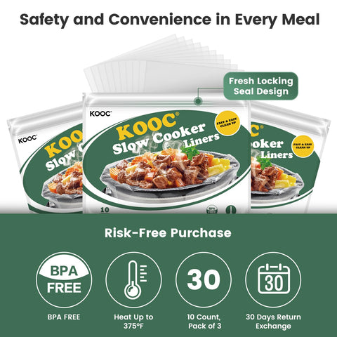 KOOC Slow Cooker Liners placed inside a pot for effortless cooking and cleanup.