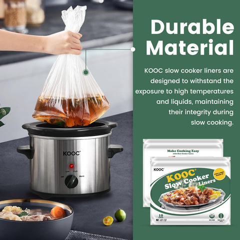 KOOC liners enable mess-free cleanup after slow cooking.