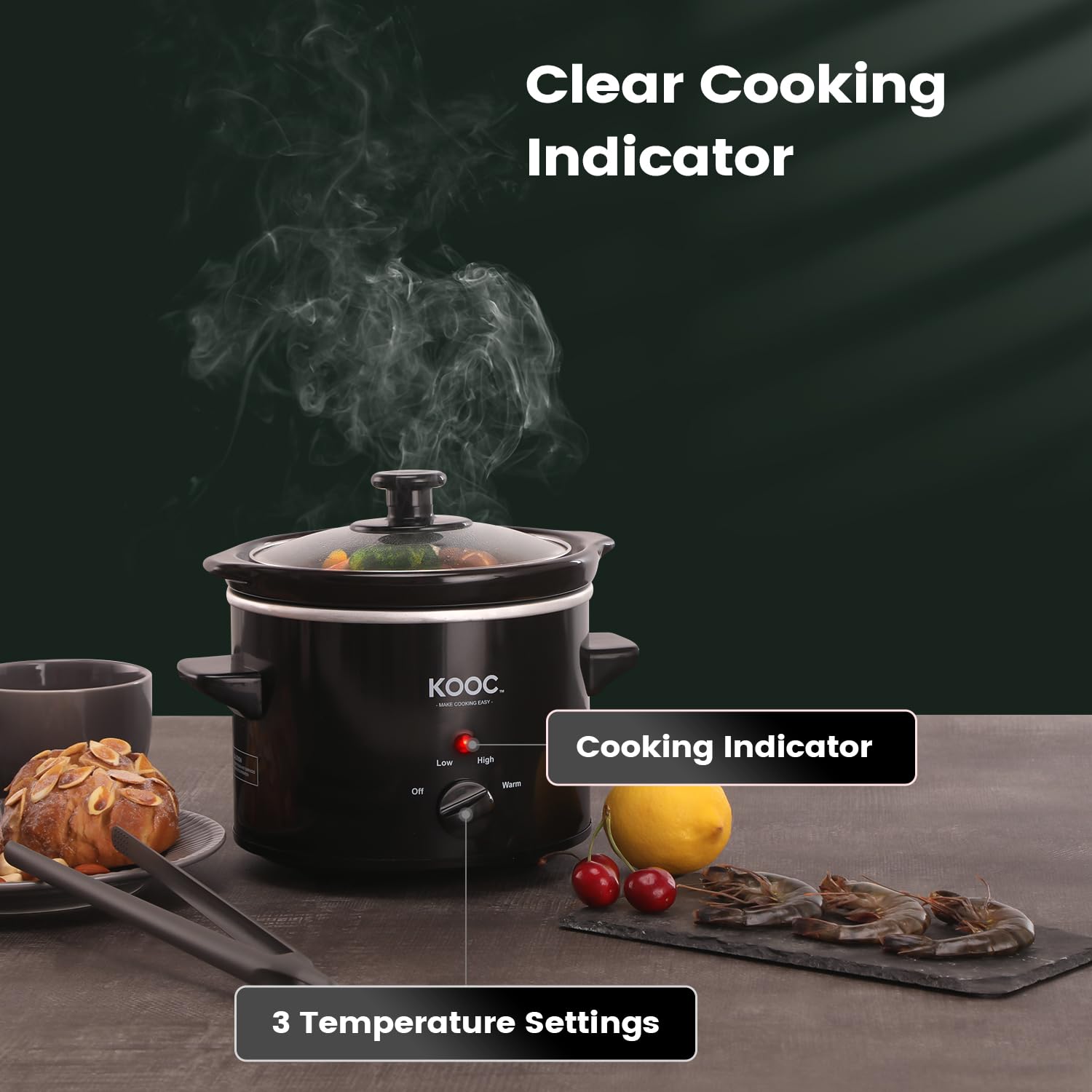 KOOC black 2QT slow cooker adds modern style to kitchen