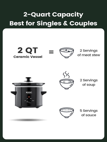 KOOC 2QT cooker showing adjustable temperature controls