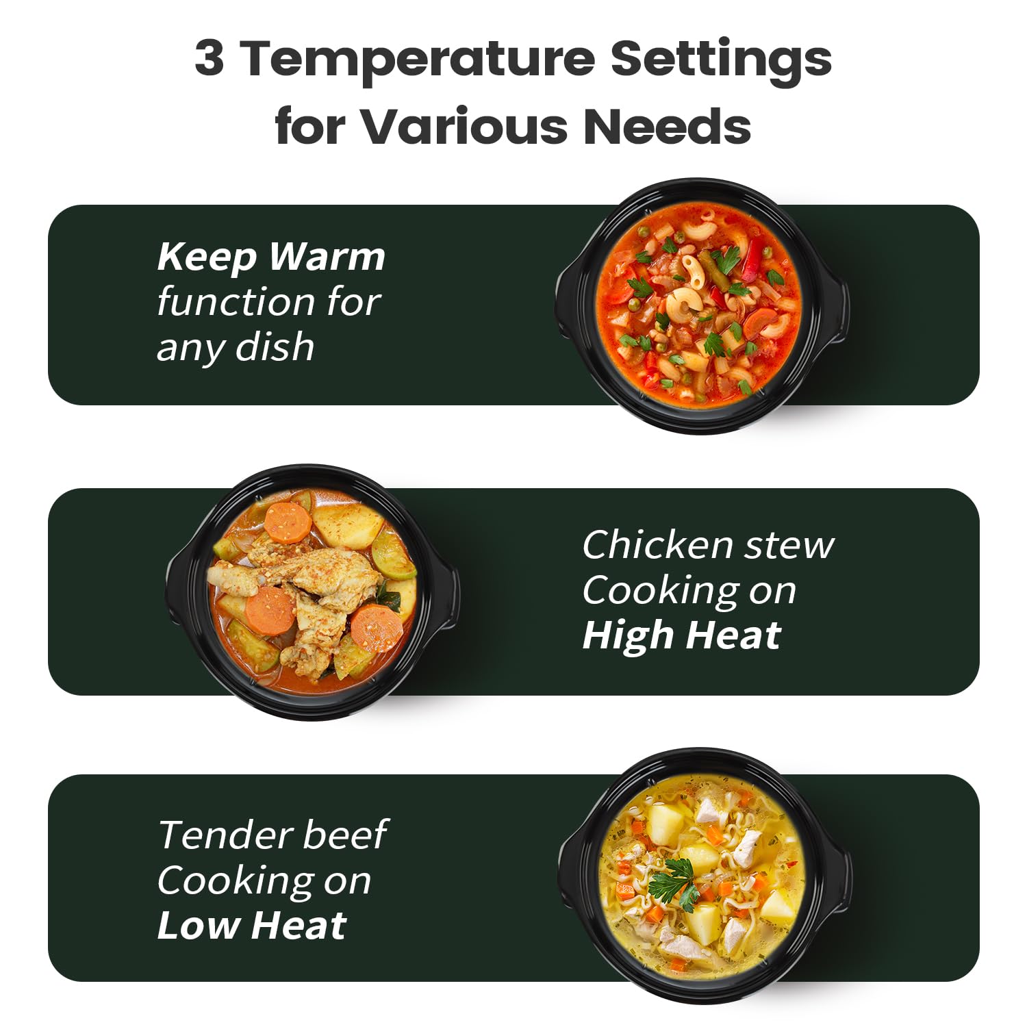 KOOC slow cooker warm setting keeping dishes ready without overcooking