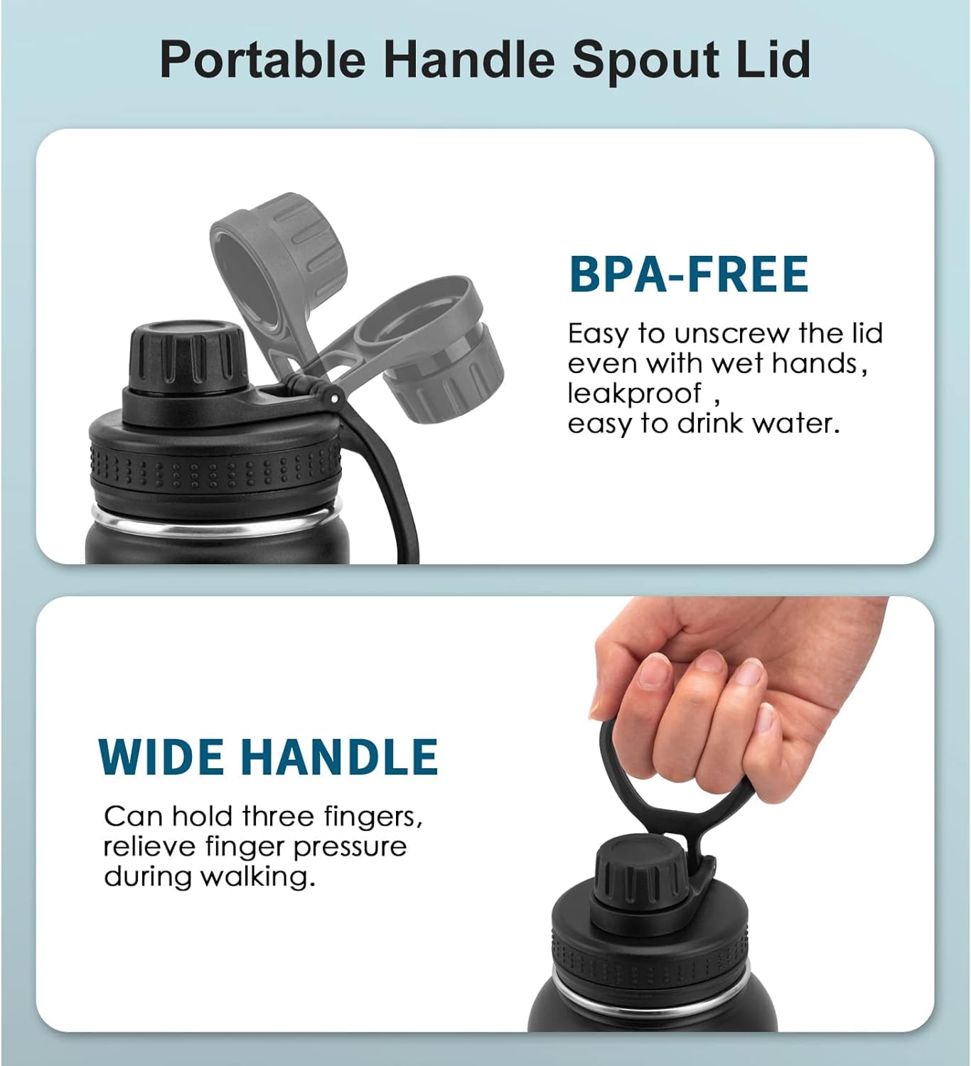 koodee 16 oz navy bottle with spout lid for leakproof sipping on the go