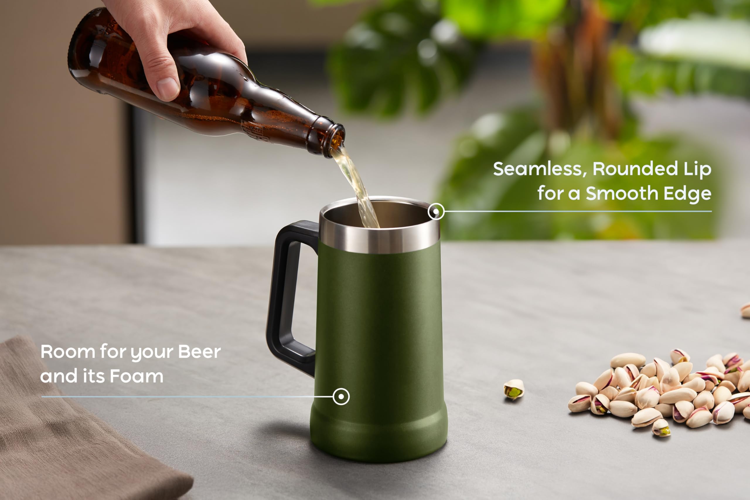 KooK Olive double-wall insulation keeps drinks hot or cold longer