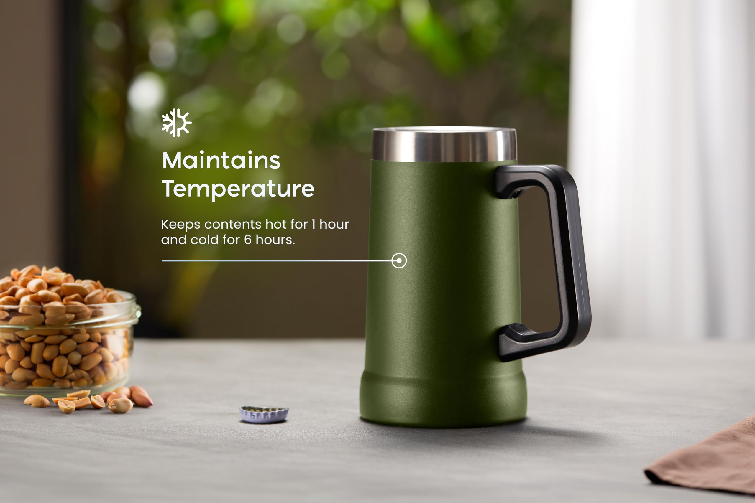 KooK Olive vacuum insulation maintains temperature during travel