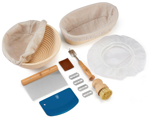 KooK Bread Proofing Set round banneton creates professional loaf patterns.