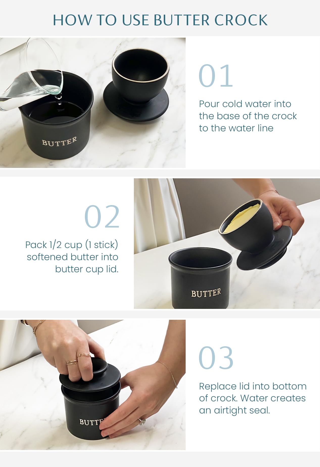 Kook Butter Crock countertop display in a cozy kitchen setting