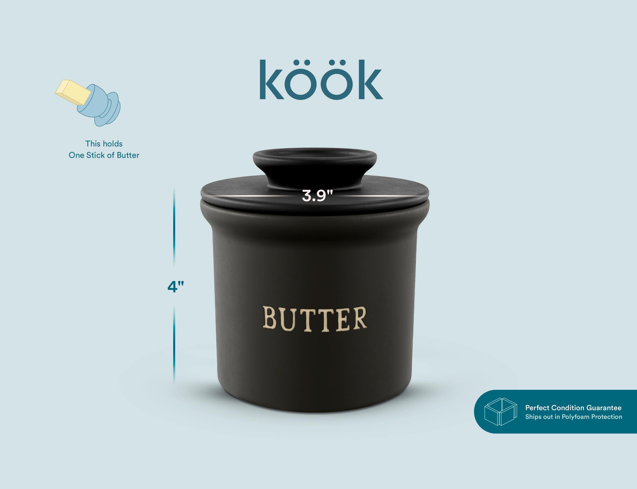 Kook Butter Crock in black is gift-ready for hosts