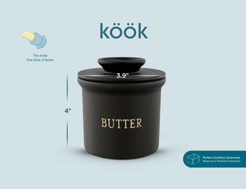 Kook Butter Crock in black is gift-ready for hosts