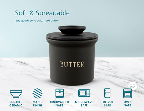 Kook Butter Crock with bell-down lid demonstrates quick serving