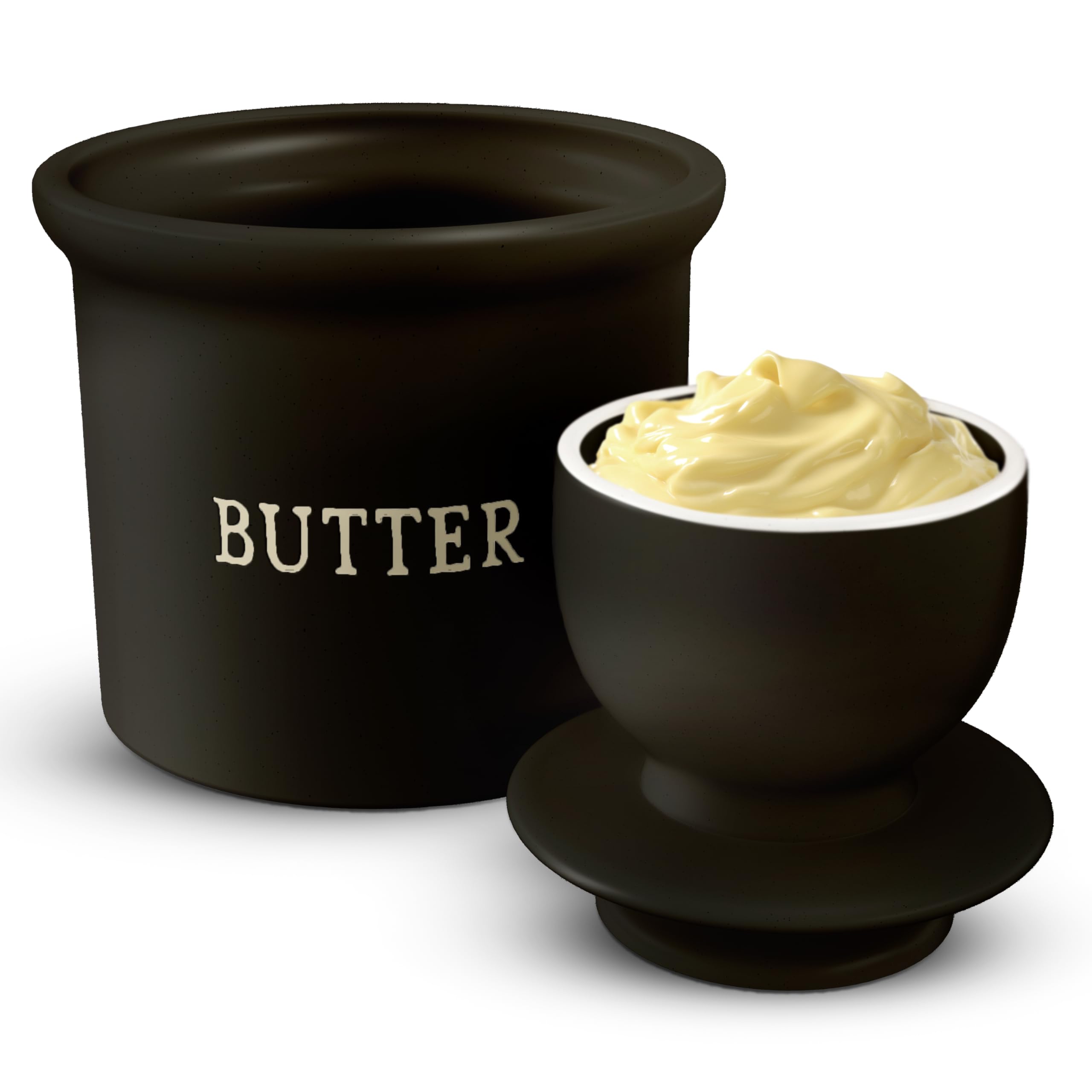 Kook Butter Crock top view emphasizes airtight seal preserving freshness
