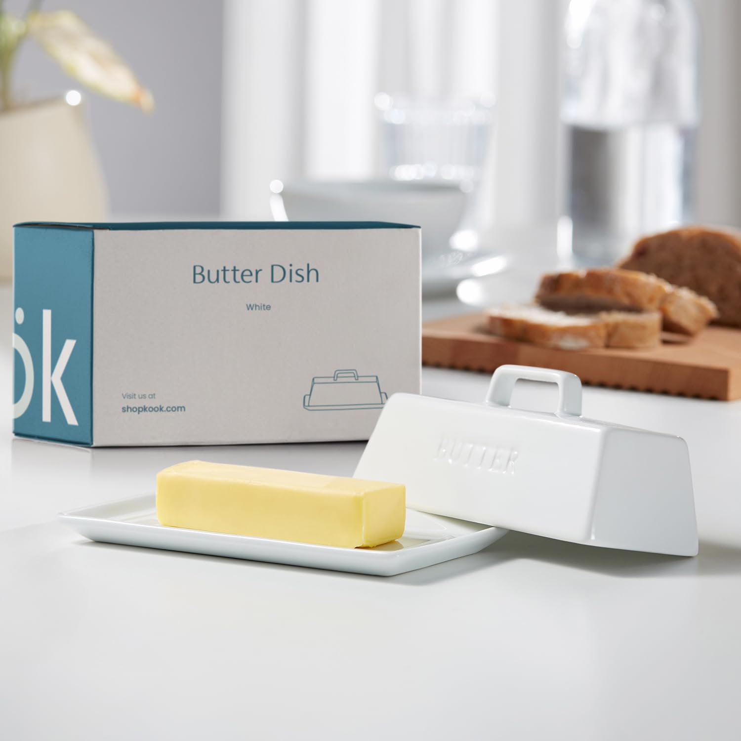 KooK butter dish inner ridge keeps lid secure