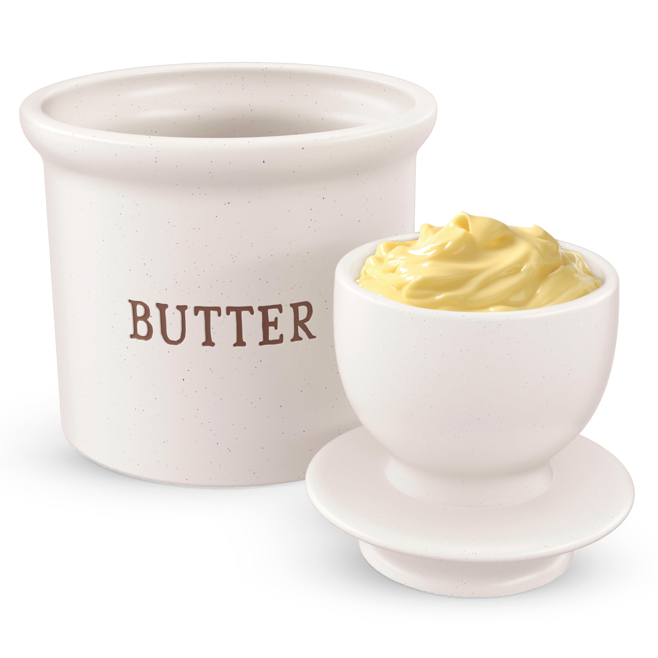 KooK Butter Keeper Dish embossed logo detail adds rustic charm.