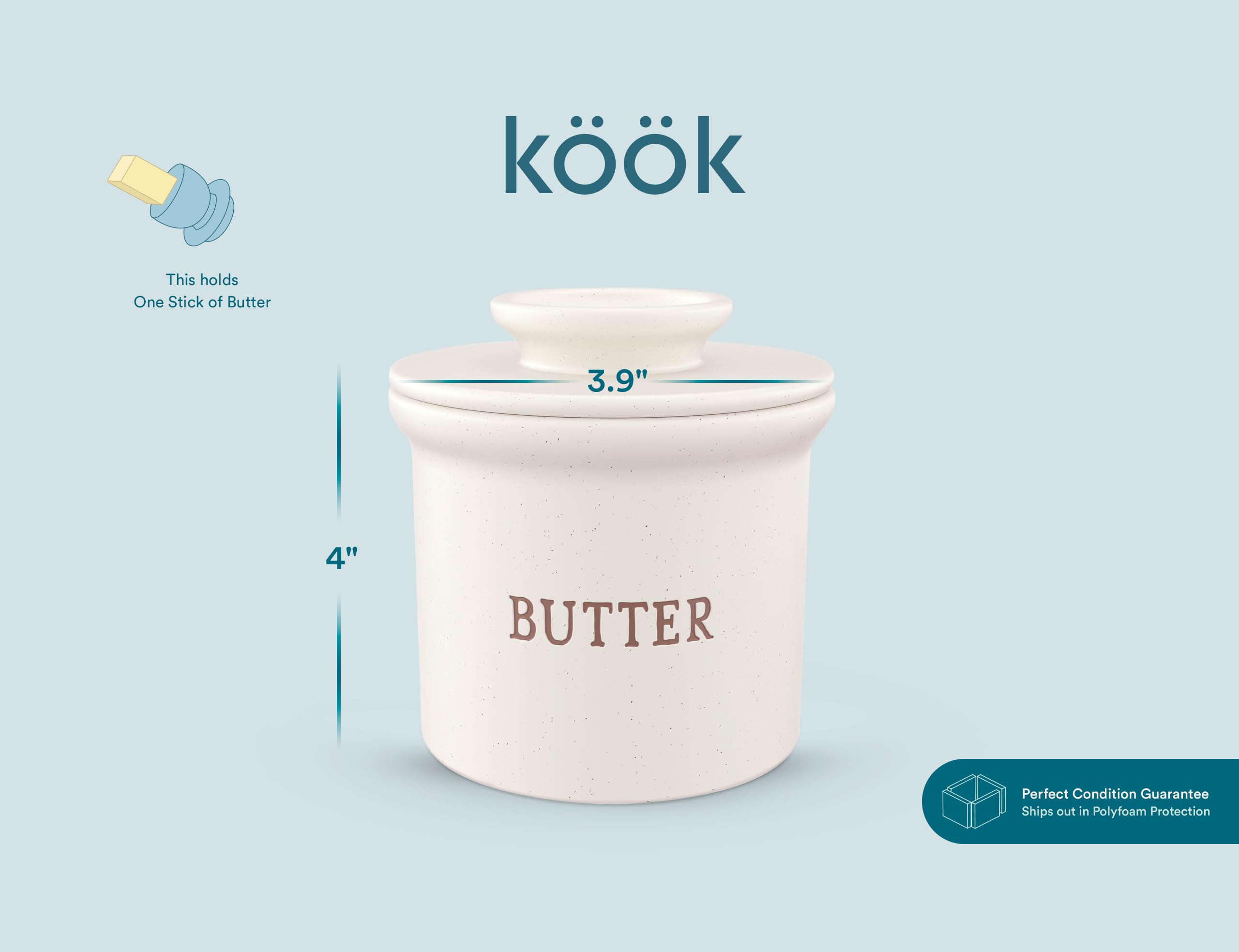 KooK Butter Keeper ready to serve with soft butter at meals.