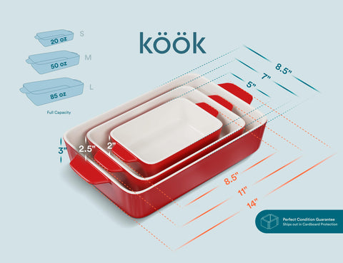 KooK ceramic bakeware set is dishwasher safe for easy cleanup