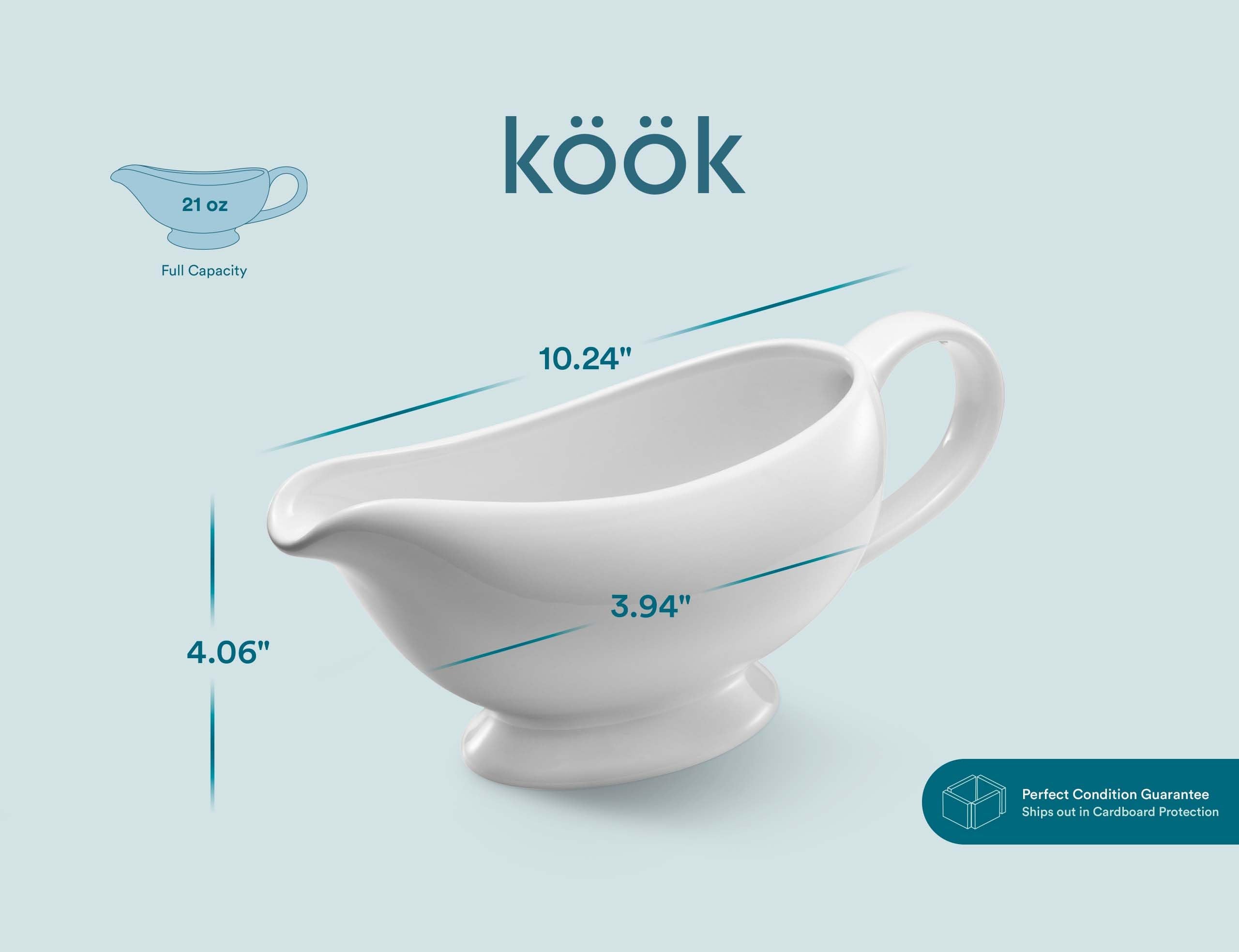 KooK 21 oz capacity gravy boat ready for sauces and dressings