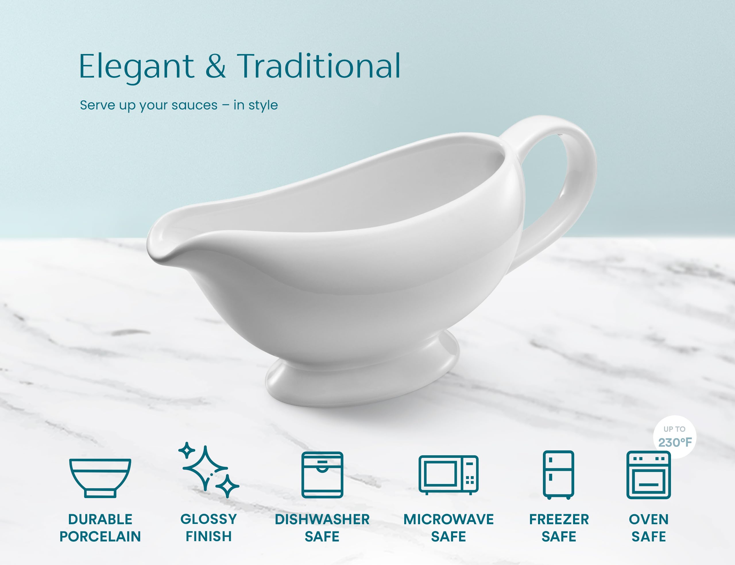 KooK dishwasher-safe gravy boat for easy cleanup
