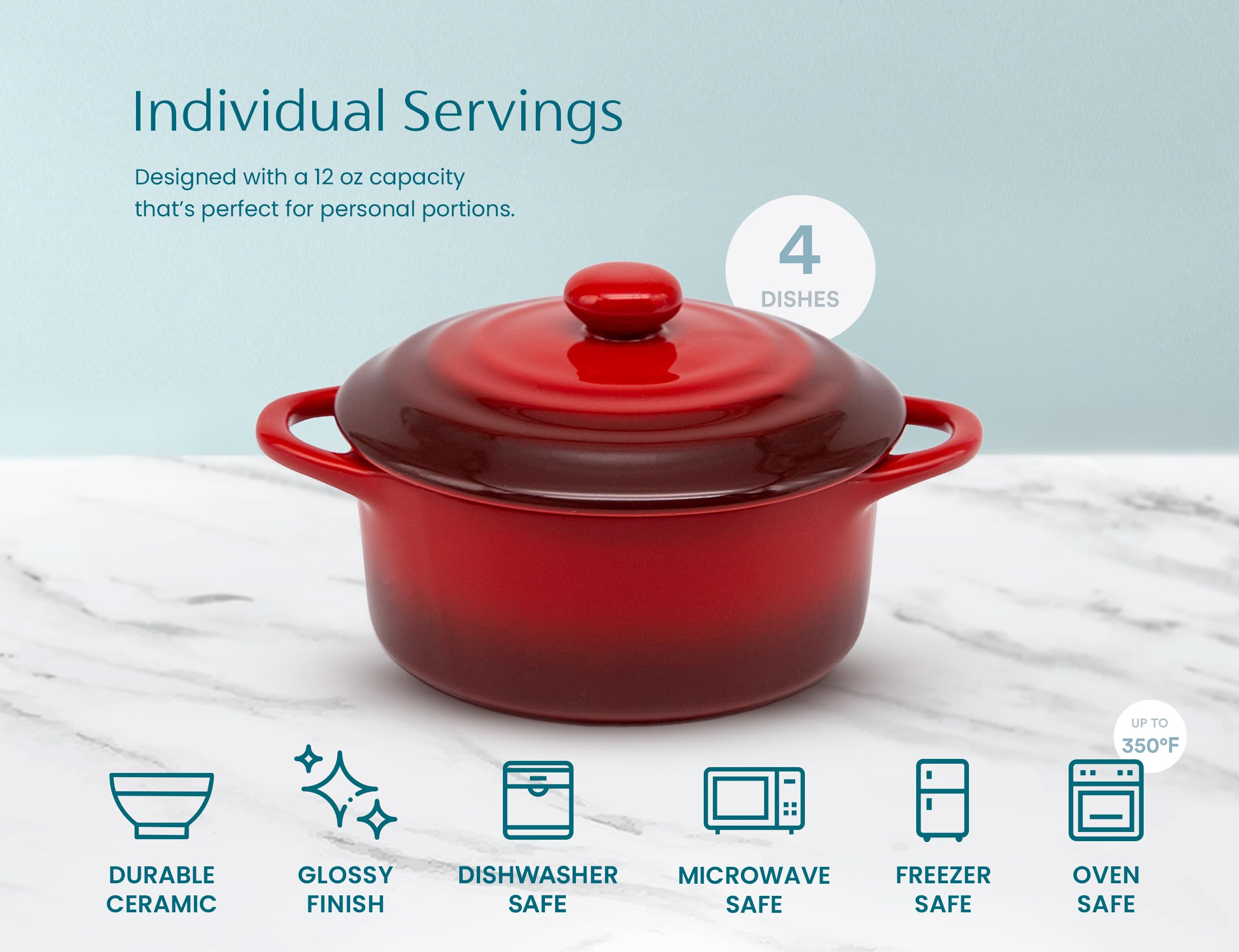 Secure packaging protects the four cocottes in transit