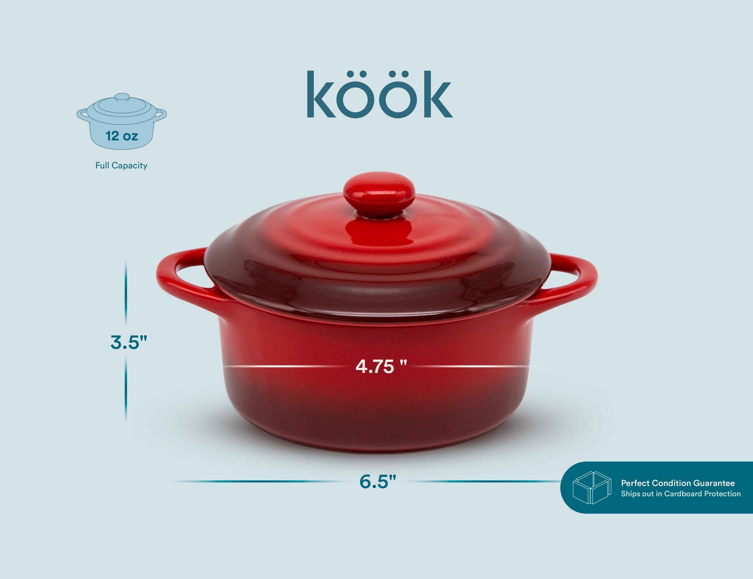 KooK 12 oz ramekins are versatile for casseroles, crisps, and desserts
