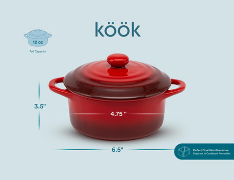 KooK 12 oz ramekins are versatile for casseroles, crisps, and desserts
