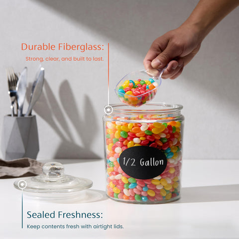 KooK jars with chalk and labels for easy pantry customization