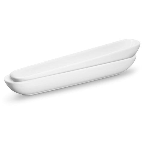 KooK long, narrow charcuterie tray in white ceramic for elegant grazing.