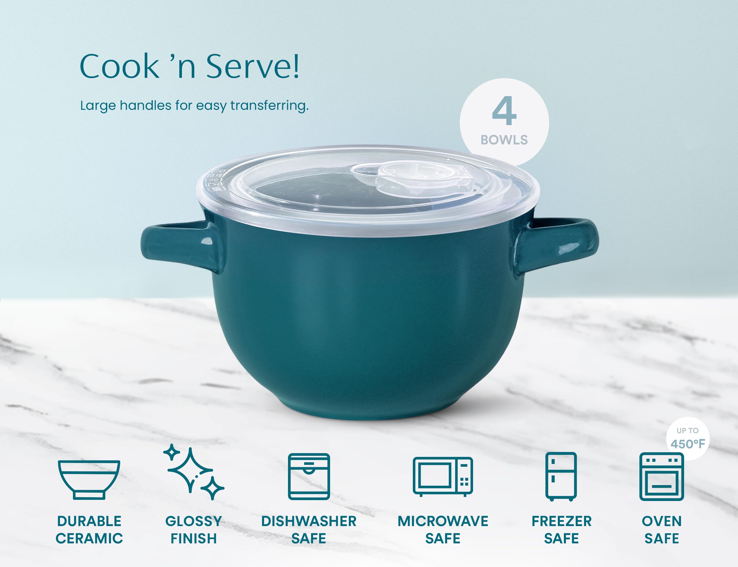 KooK porcelain bowls add rustic charm to dinner presentations and casseroles.
